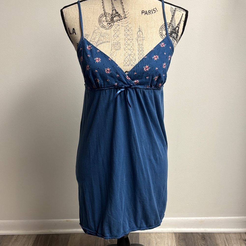 Y2k Navy Floral Chemise